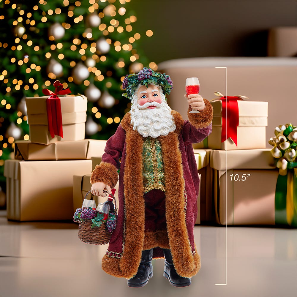 Kurt Adler 10.5-Inch Fabriché Wine Santa